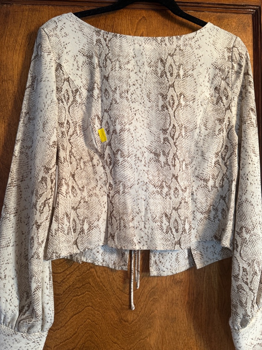 Leith Snake-Print Tie Front Blouse - Cream Taupe - Picture 7 of 8